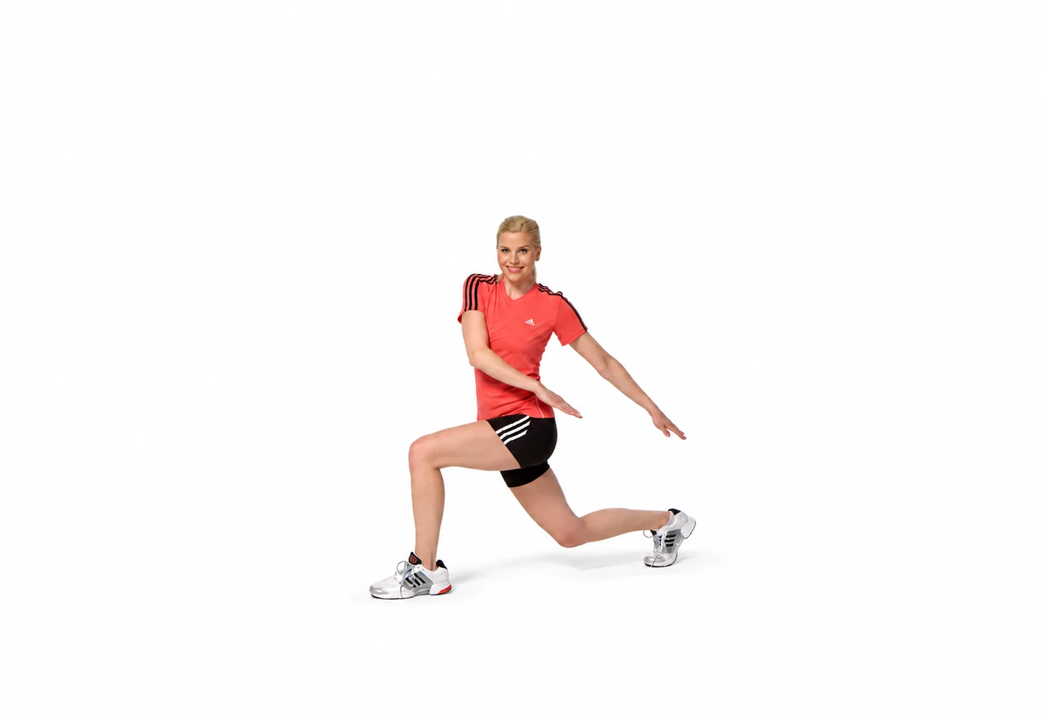 Forward lunge with a partial reach toward the trailing leg