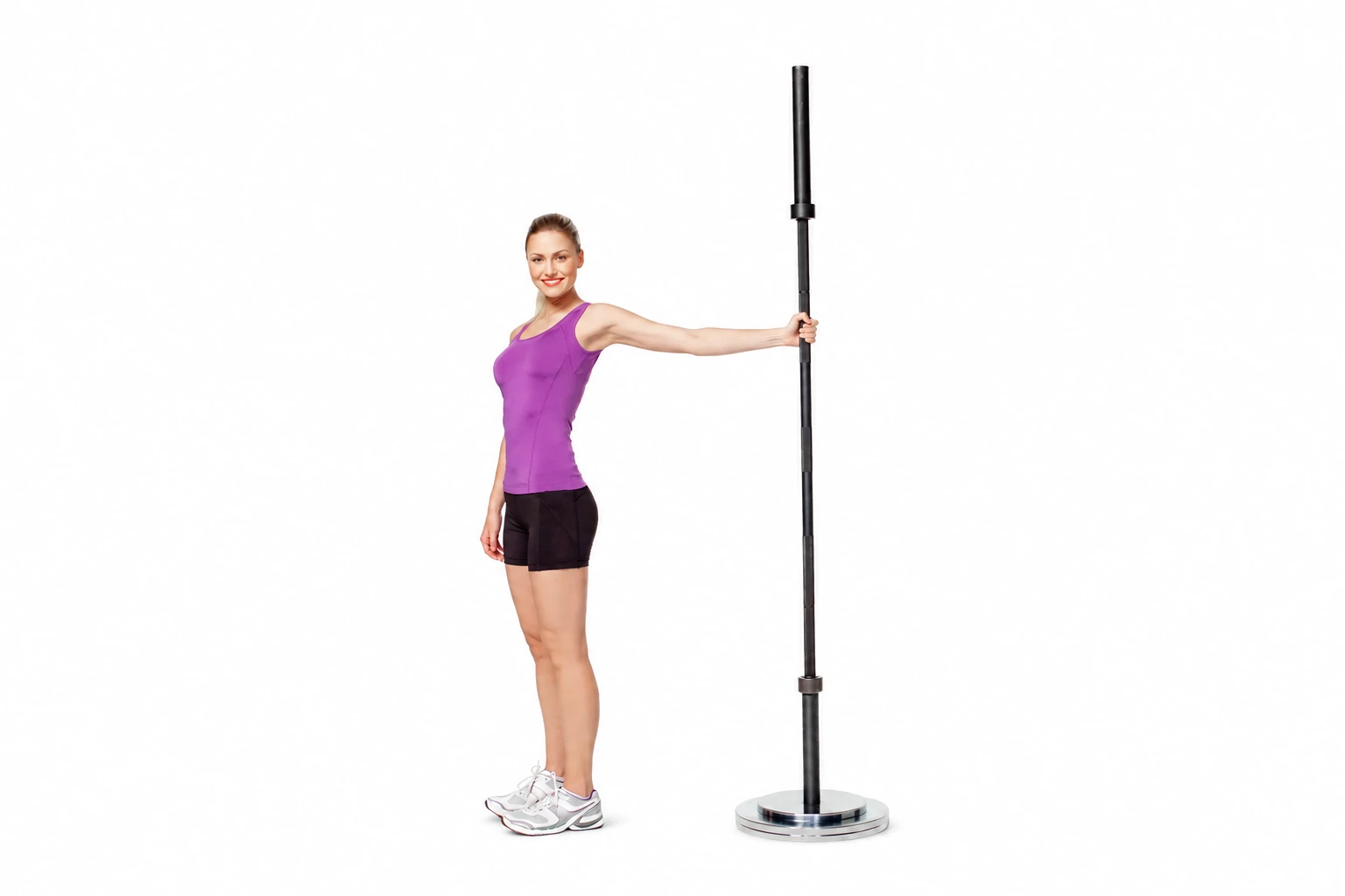 Anterior Deltoid: Straight-elbow position using an upright bar as the support.