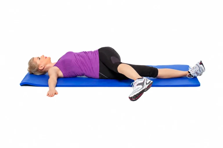 Supine Cross-Over: Bent-knee variation shown. The book version uses an extended crossing knee.