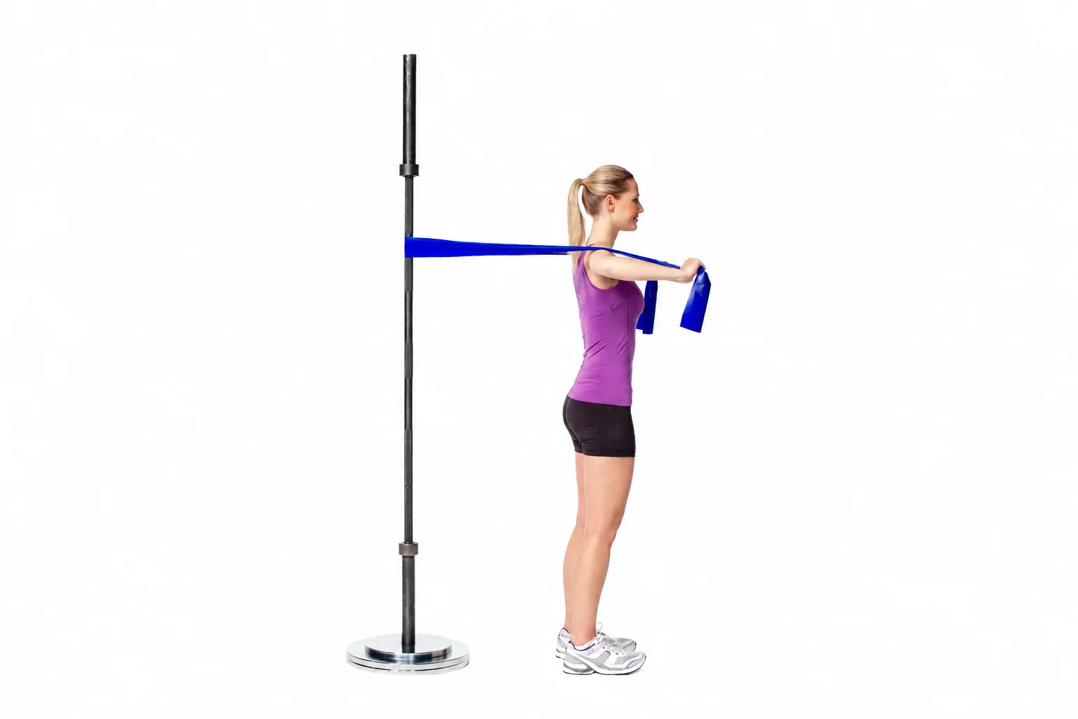 Forward-hand position in internal shoulder rotation with the upper arms raised and elbows bent.