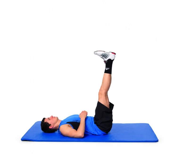 Toe Touches: supine setup with legs directed upward.