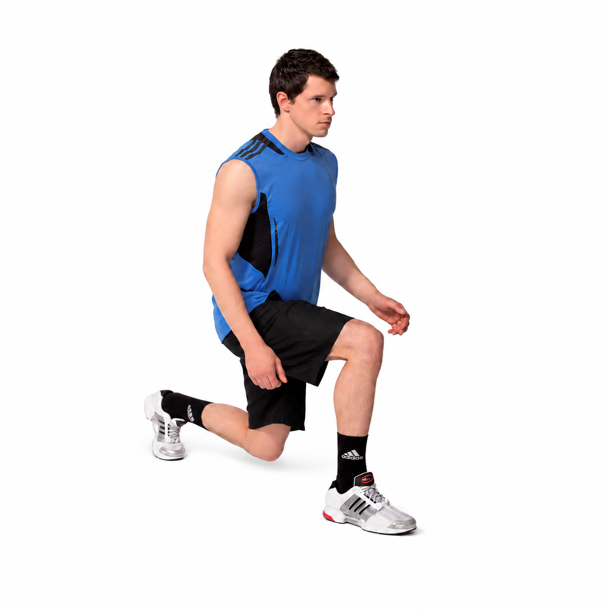 Foundational Control: 7.01: diagonal lunge position with the front foot supported.