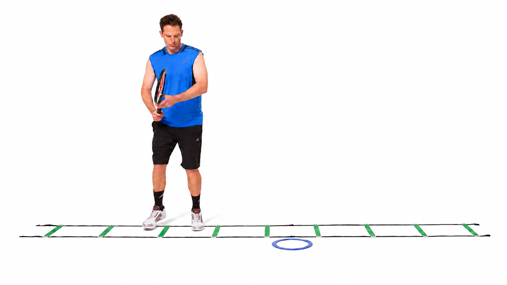 Inside-Out Fast Feet: Downward gaze during ladder contacts.