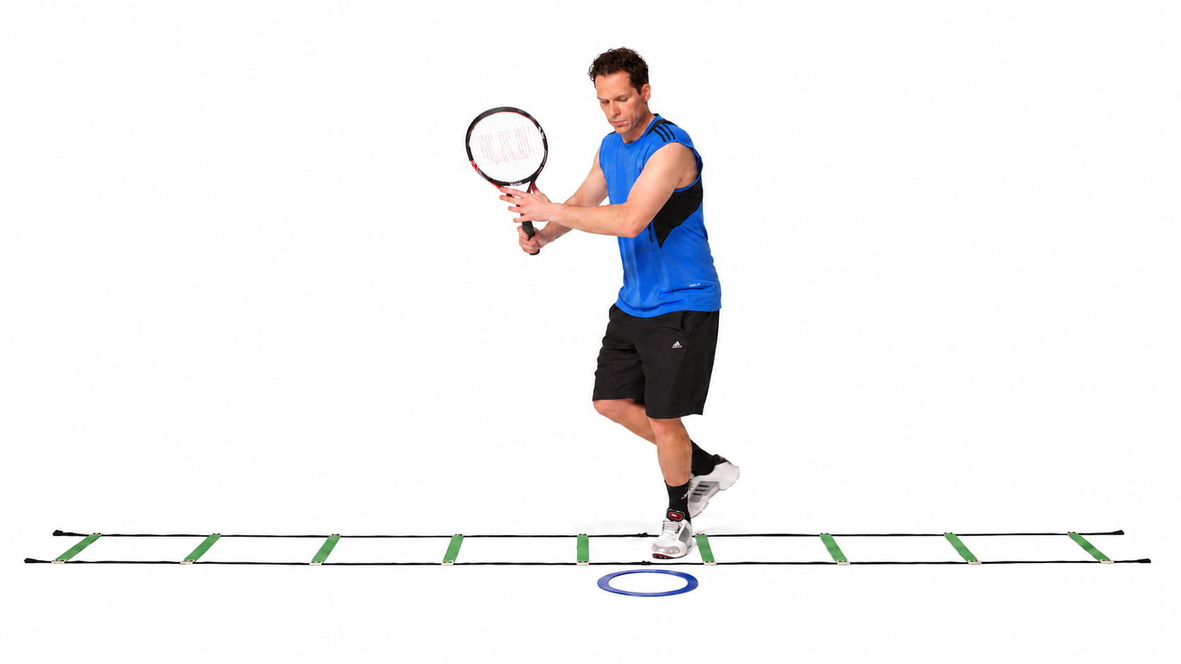 Inside-Out Fast Feet: Exit toward the ring with the racquet prepared.