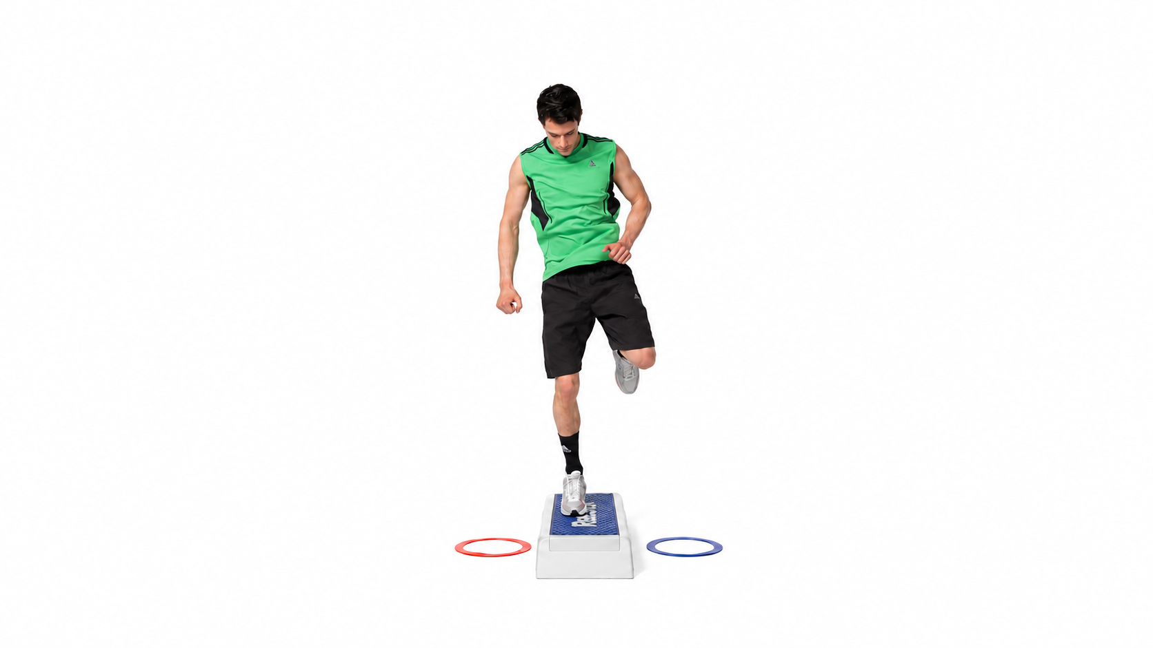 Low-Level Abductor Box Jump Rebounds: Modified single-leg demonstration: right-foot box contact.