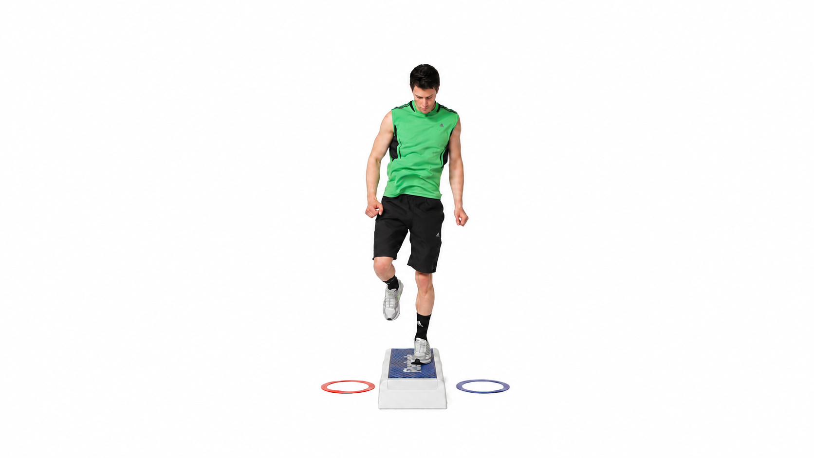 Low-Level Abductor Box Jump Rebounds: Modified single-leg demonstration: left-foot box contact on a later repetition.