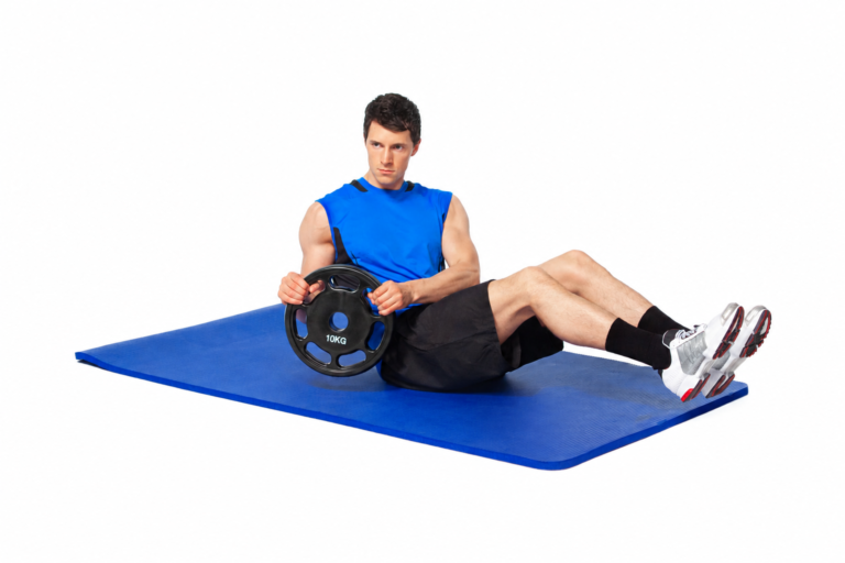 6.01 Russian Twist: right-side plate position with both feet raised.