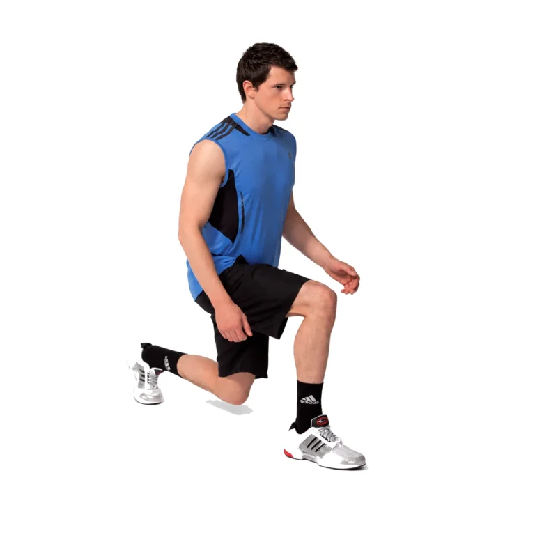 Foundational Control: 7.01: diagonal lunge position with the front foot supported.